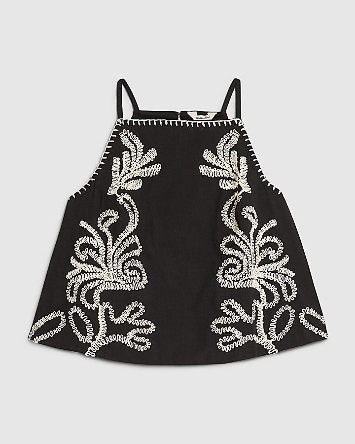 Petite Black Craft Stitch Tank Top