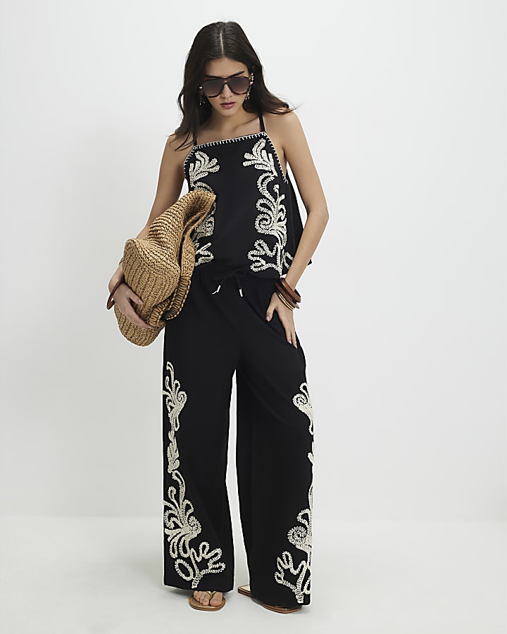 Petite Black Craft Stitch Tank Top