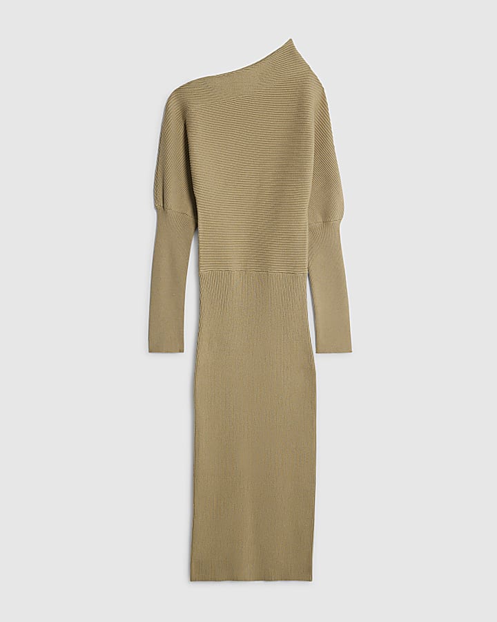 Khaki Off The Shoulder Dress
