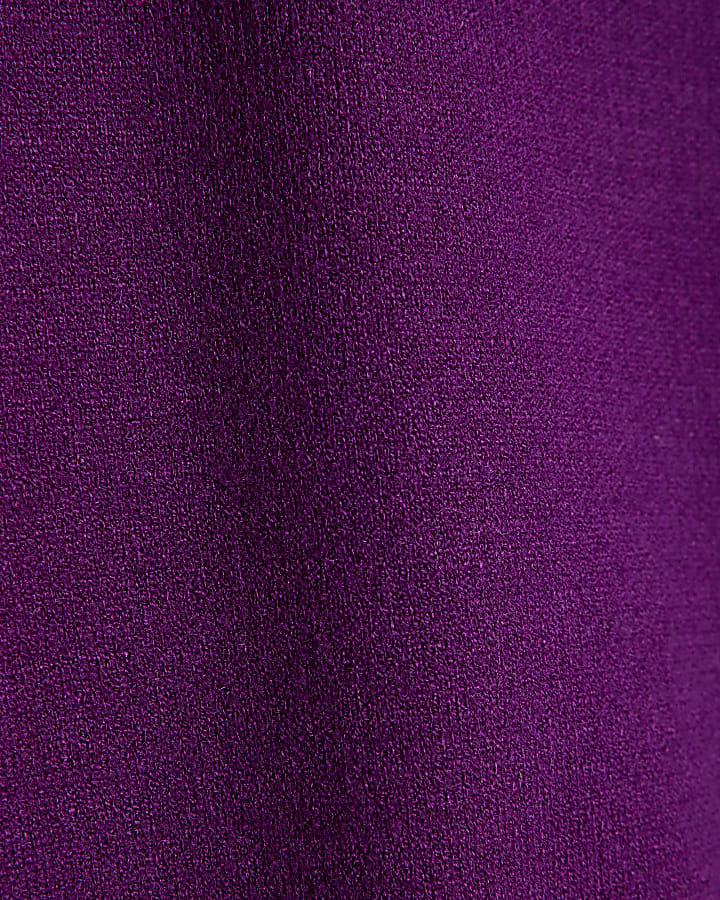 Purple Knit Fitted Waist Jumper Dress