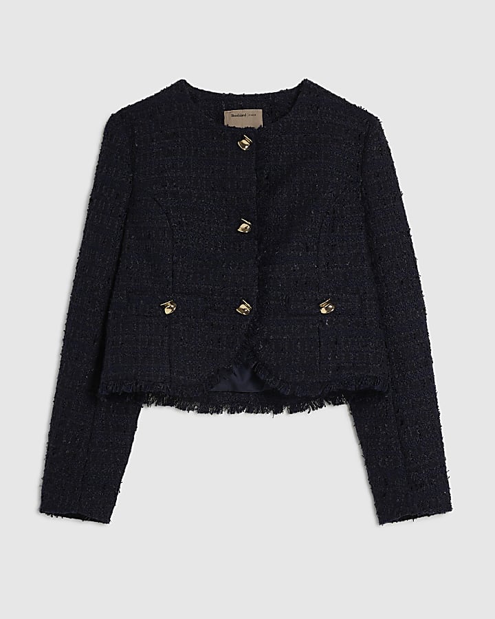 Navy Boucle Trophy Jacket