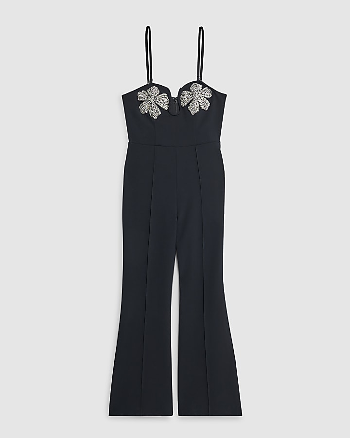 Petite Black Embellished Bandeau Jumpsuit