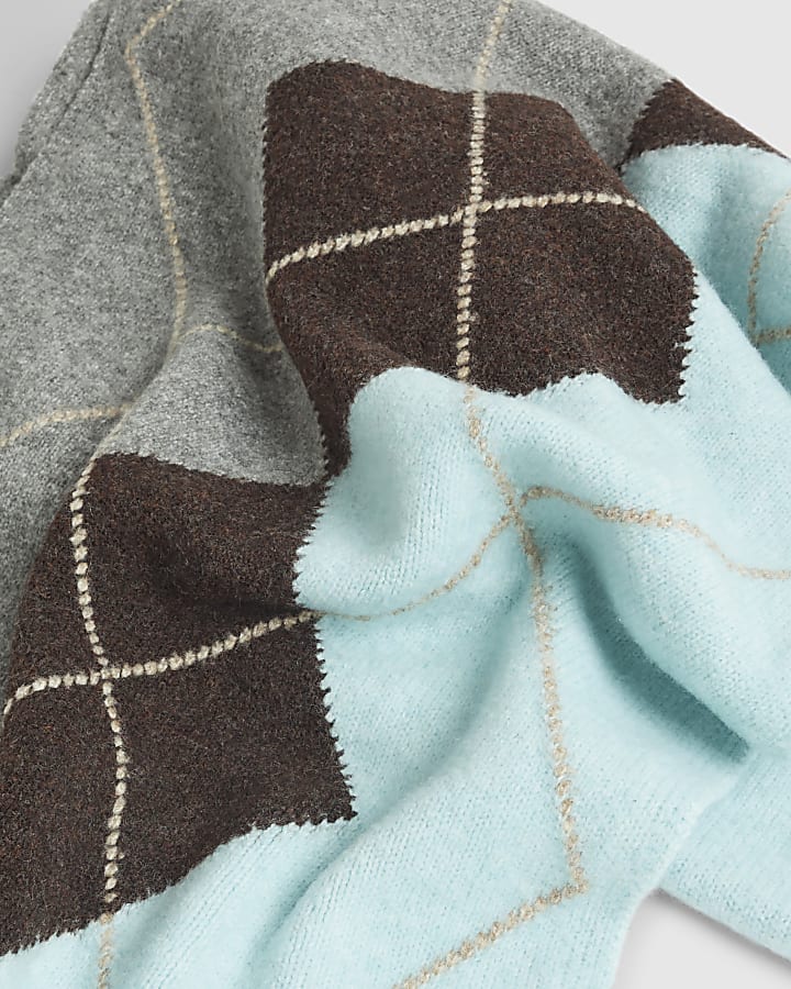 Brown Argyle knit Scarf