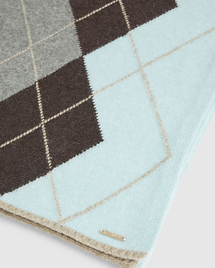 Brown Argyle knit Scarf