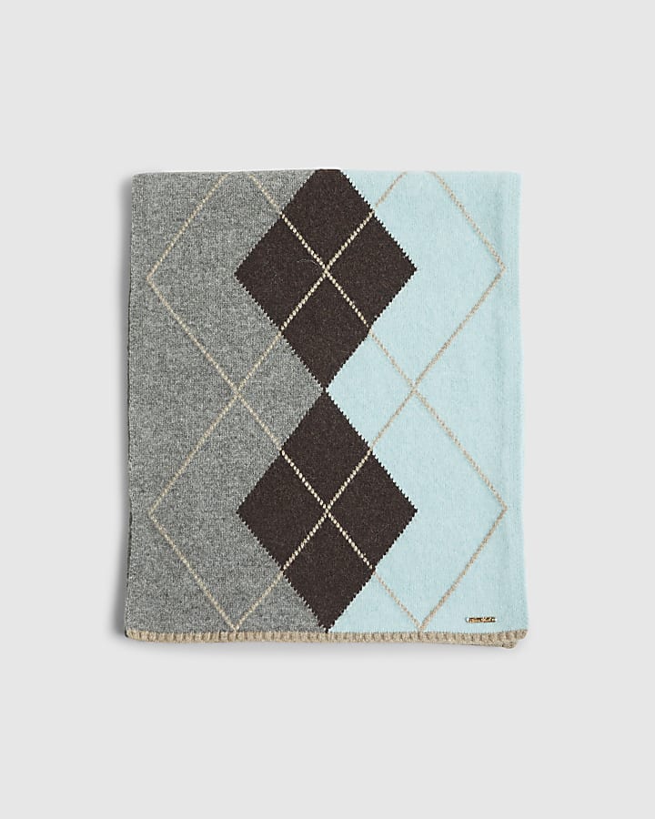 Brown Argyle knit Scarf