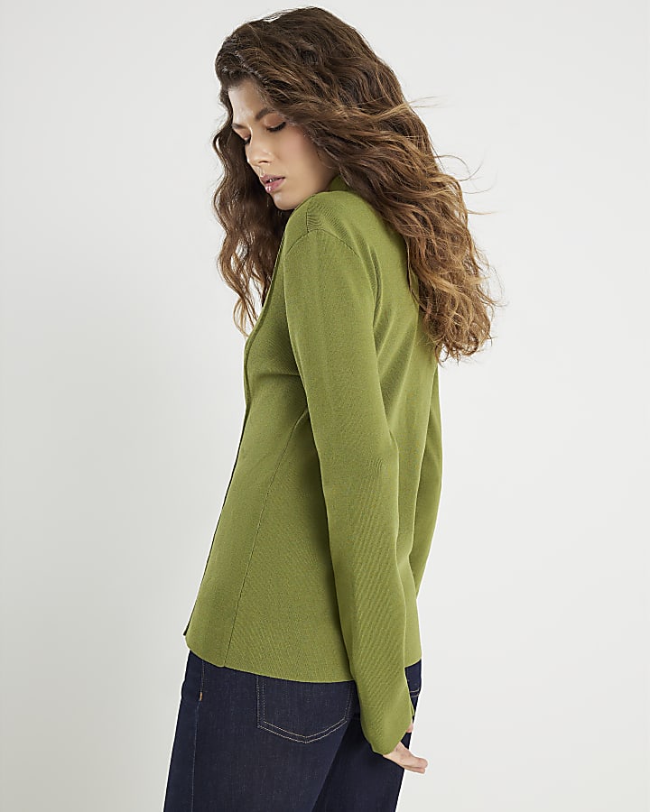 Green Knit Cut Out Top