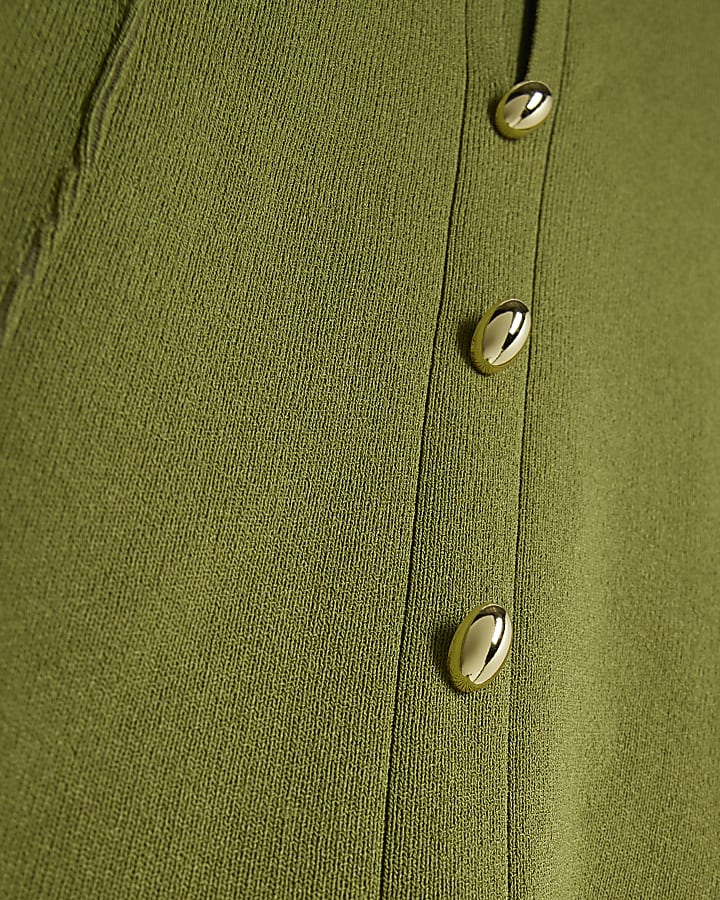 Green Knit Cut Out Top