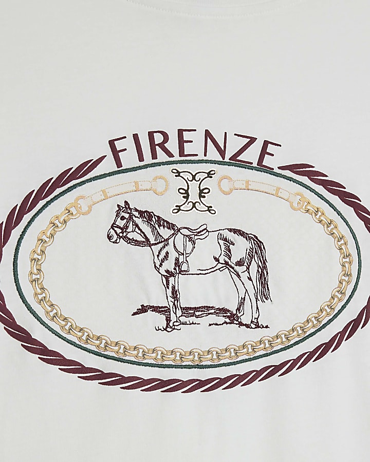 Cream Firenza Horse Monogram T-shirt