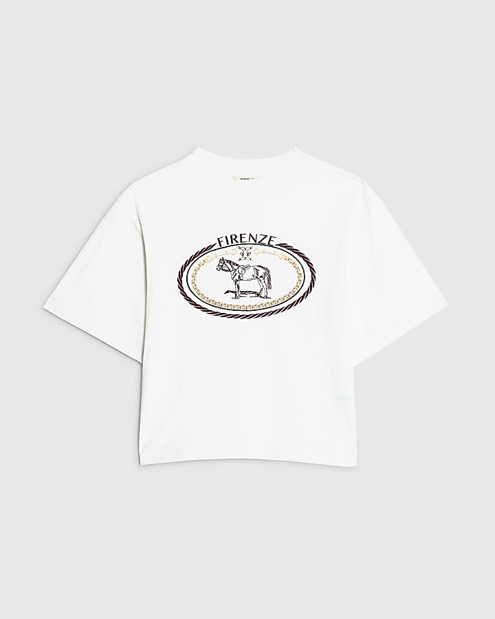 Cream Firenza Horse Monogram T-shirt