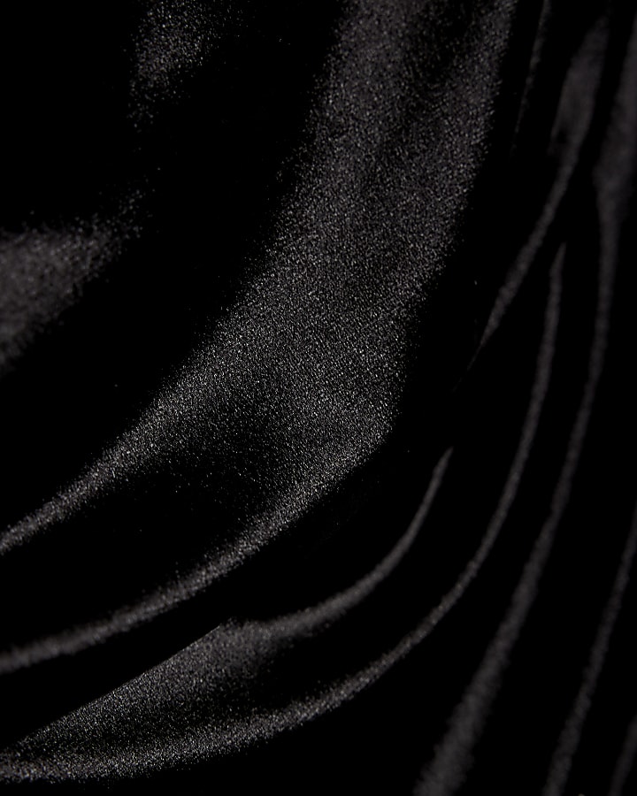 Black Velvet Short Sleeve Drape Top