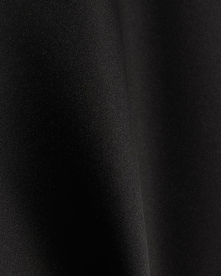 Black Satin One Shoulder Top