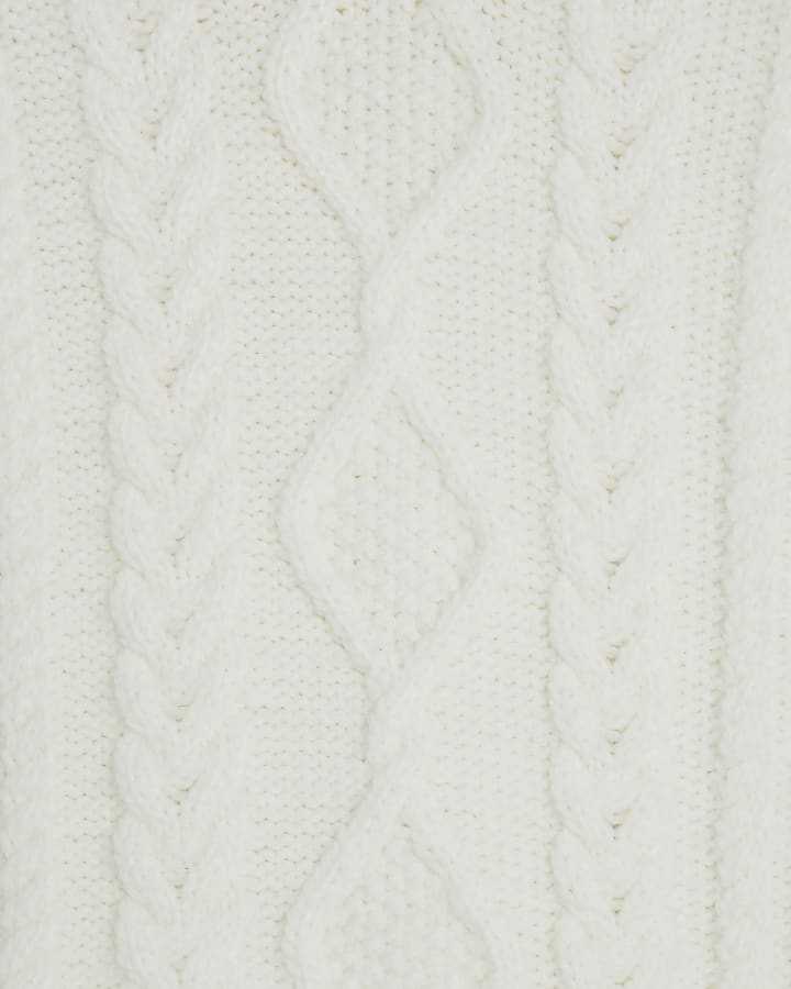 Cream Knit Mix Roll Neck Sweatshirt