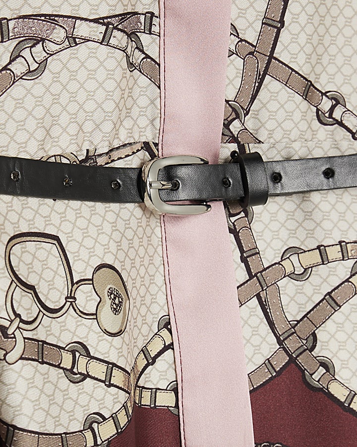 Pink Graphic Print Shirt Dress