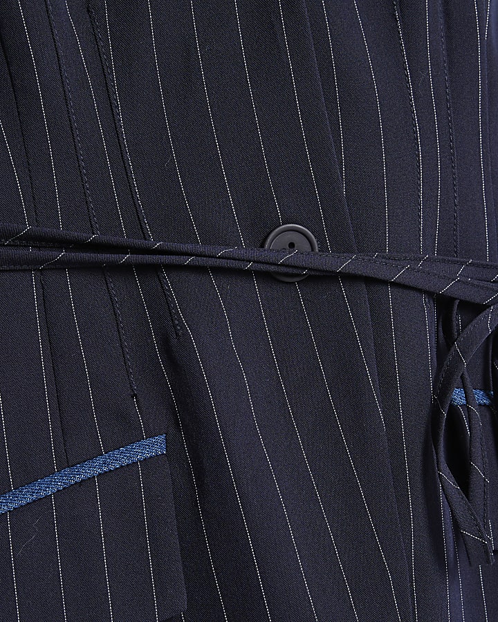Blue Denim Hybrid Pinstripe Waistcoat