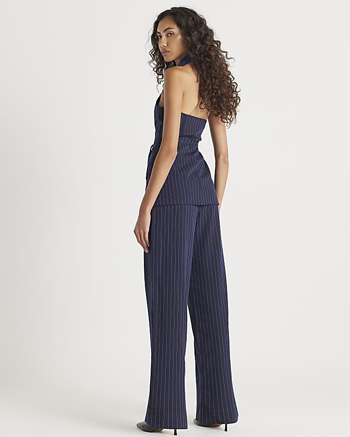 Navy Hybrid Pinstripe Tailored Trousers