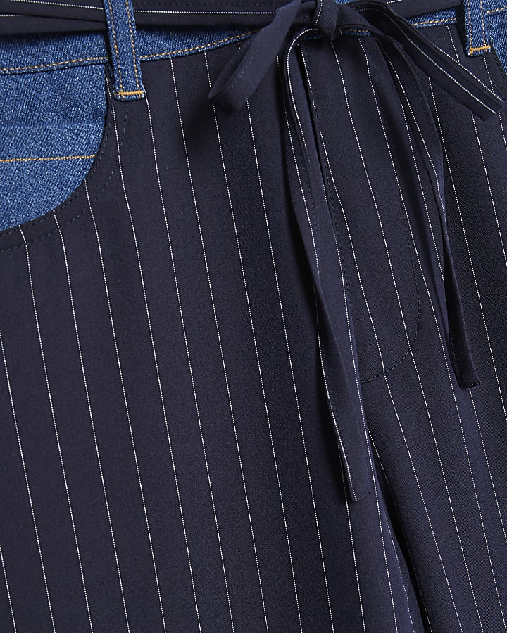 Navy Hybrid Pinstripe Tailored Trousers