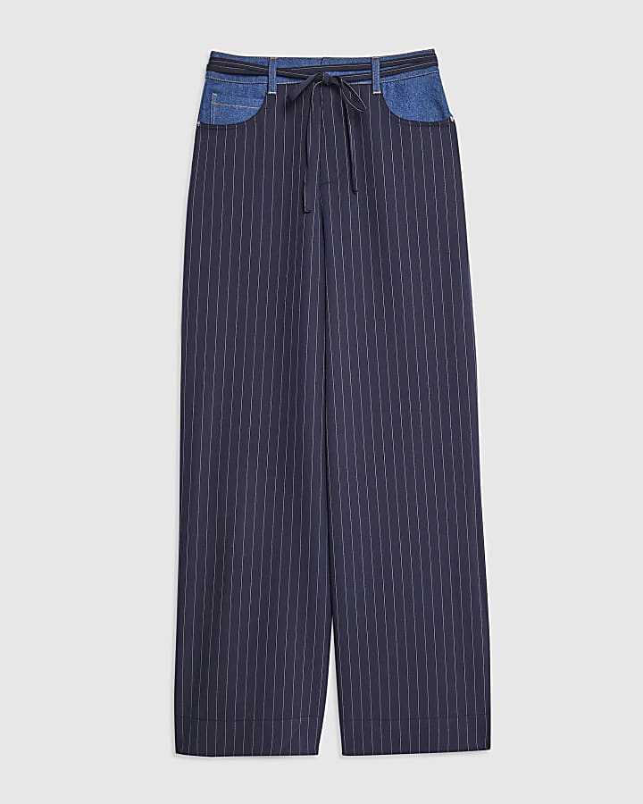 Navy Hybrid Pinstripe Tailored Trousers
