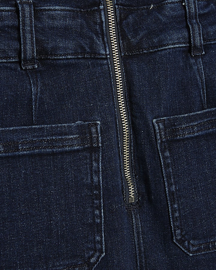 Petite Blue Denim Long Sleev Stretch Jumpsuit