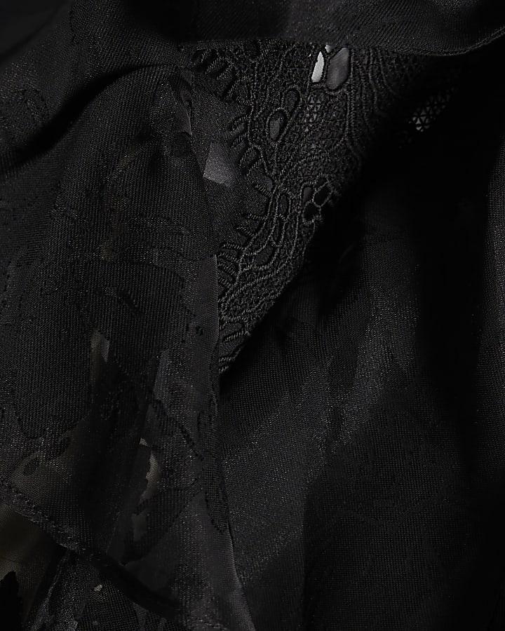 Black Burnout Lace Detail Blouse