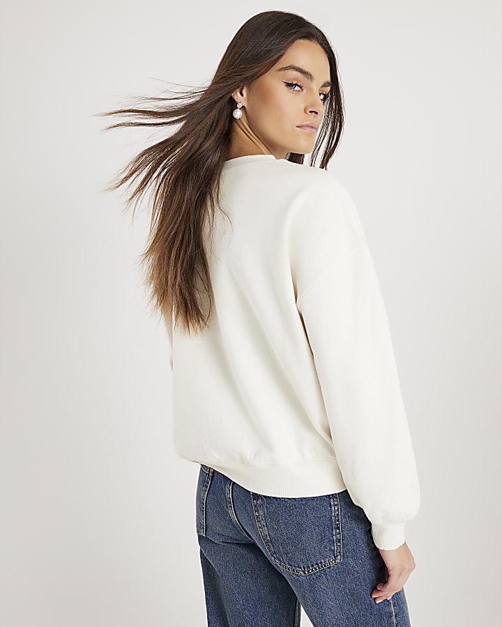 Cream Embellished Bauble Sweatshirt
