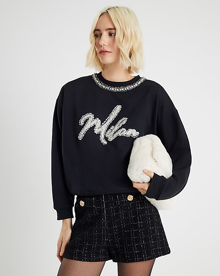 Black Milan Boucle Sweatshirt