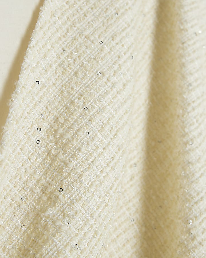 Cream Boucle Hybrid Bow T-shirt