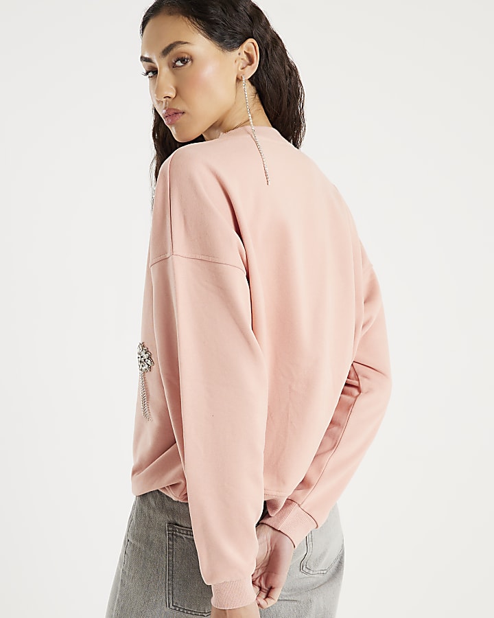Pink Embellished Sweatshirt