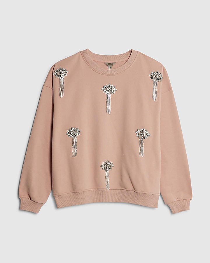 Pink Embellished Sweatshirt
