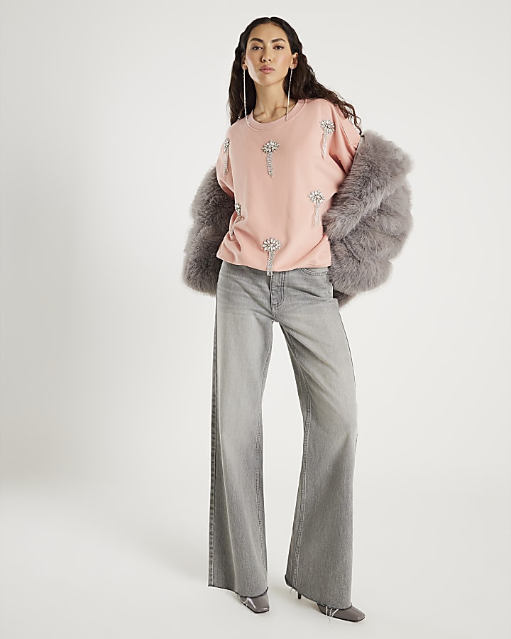 Pink Embellished Sweatshirt