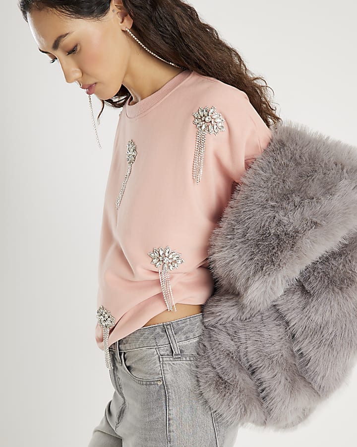 Pink Embellished Sweatshirt