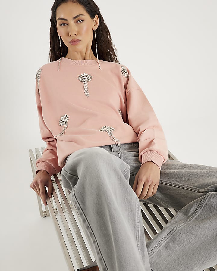 Pink Embellished Sweatshirt