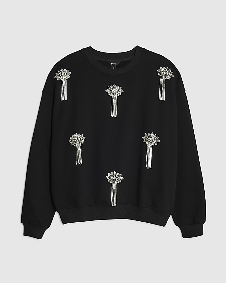 Black Embellished Sweatshirt