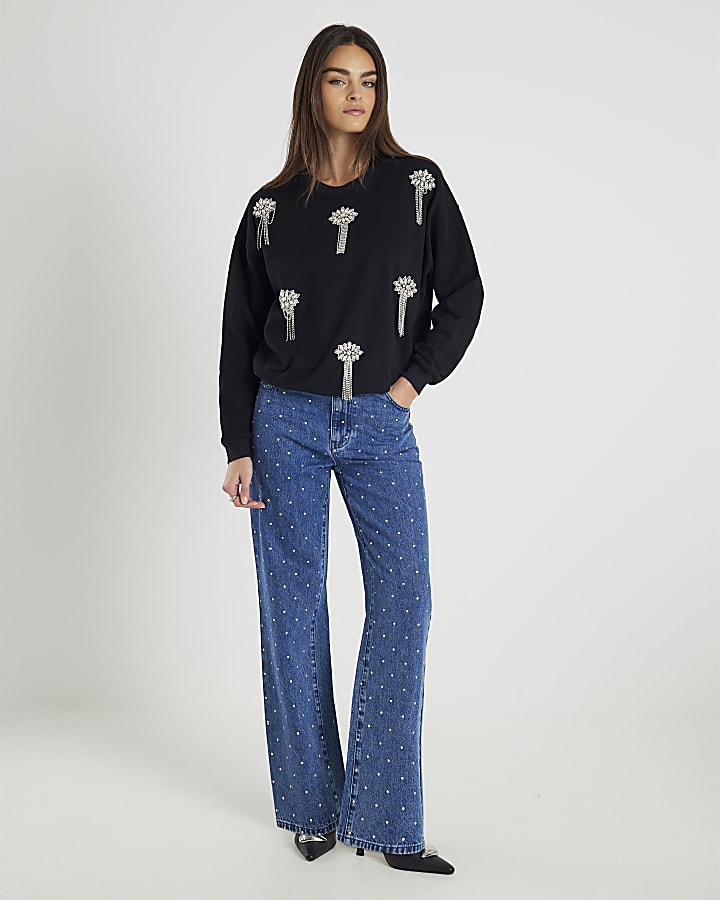 Black Embellished Sweatshirt
