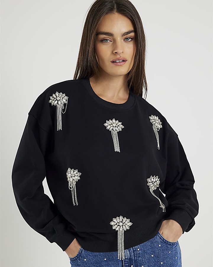 Black Embellished Sweatshirt