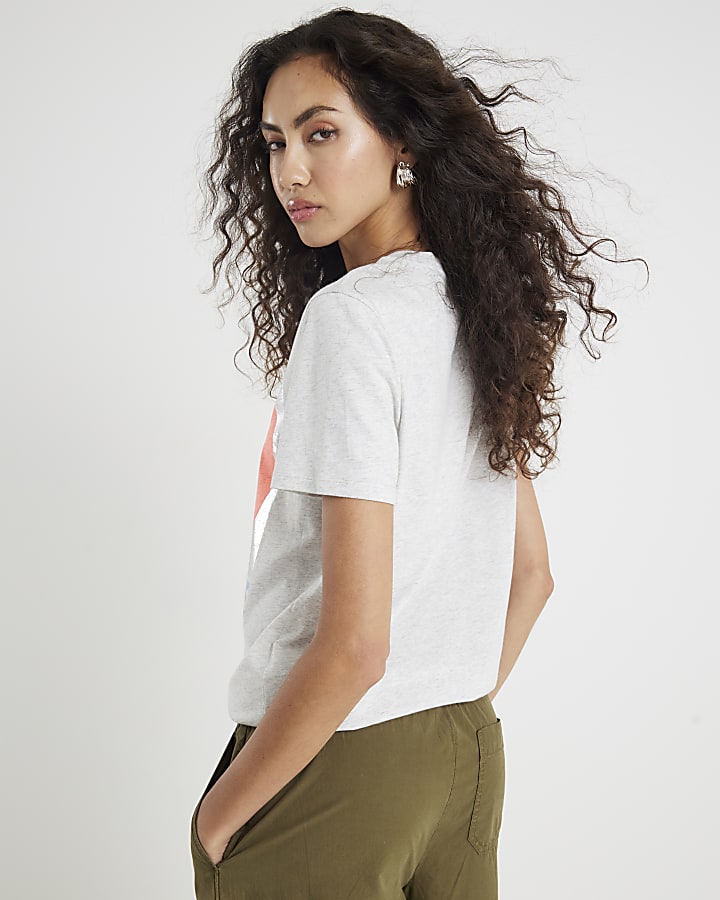 Grey Short Sleeve Foil Circle T-shirt