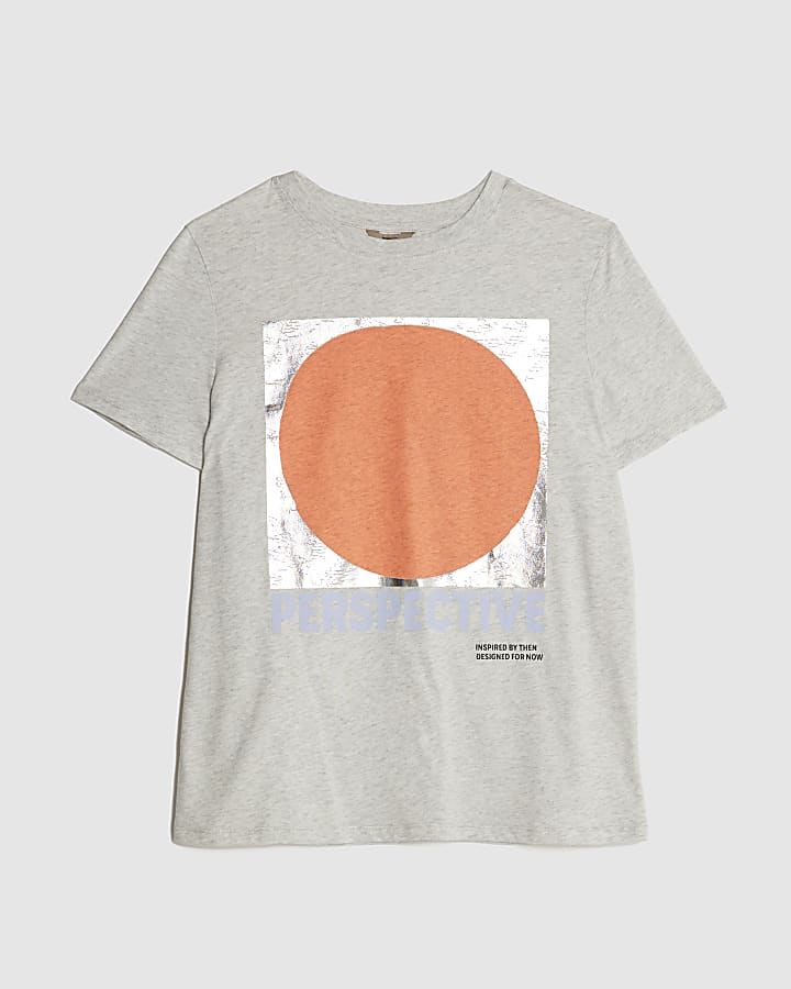 Grey Short Sleeve Foil Circle T-shirt
