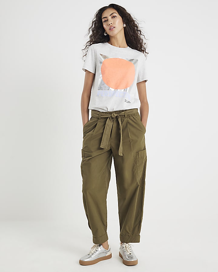Grey Short Sleeve Foil Circle T-shirt
