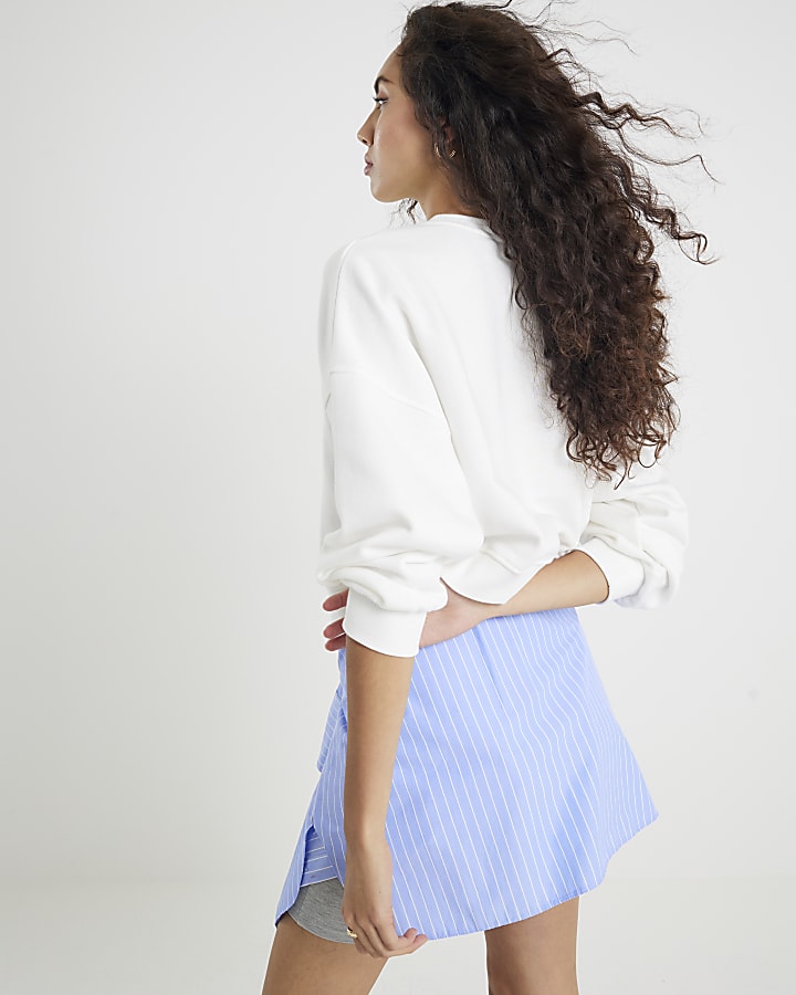 White Long Sleeve Foil Circle Sweatshirt