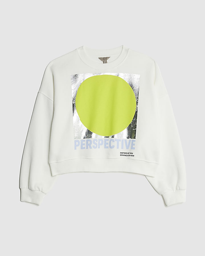 White Long Sleeve Foil Circle Sweatshirt