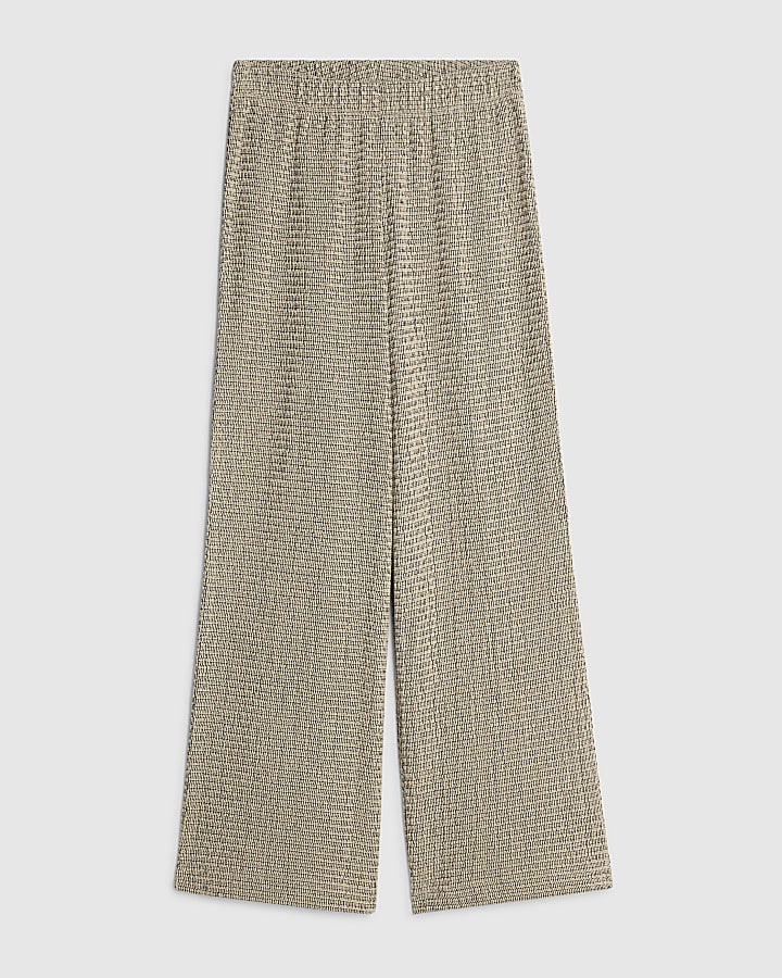 Petite Grey Textured Wide Leg Trousers