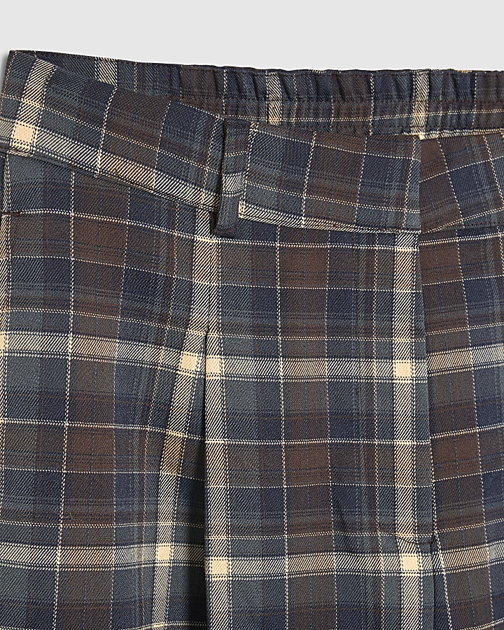 Brown Check Wide Leg Trousers