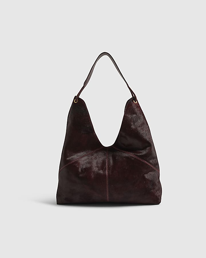 Red Pony Hair Scoop Shoulder Bag