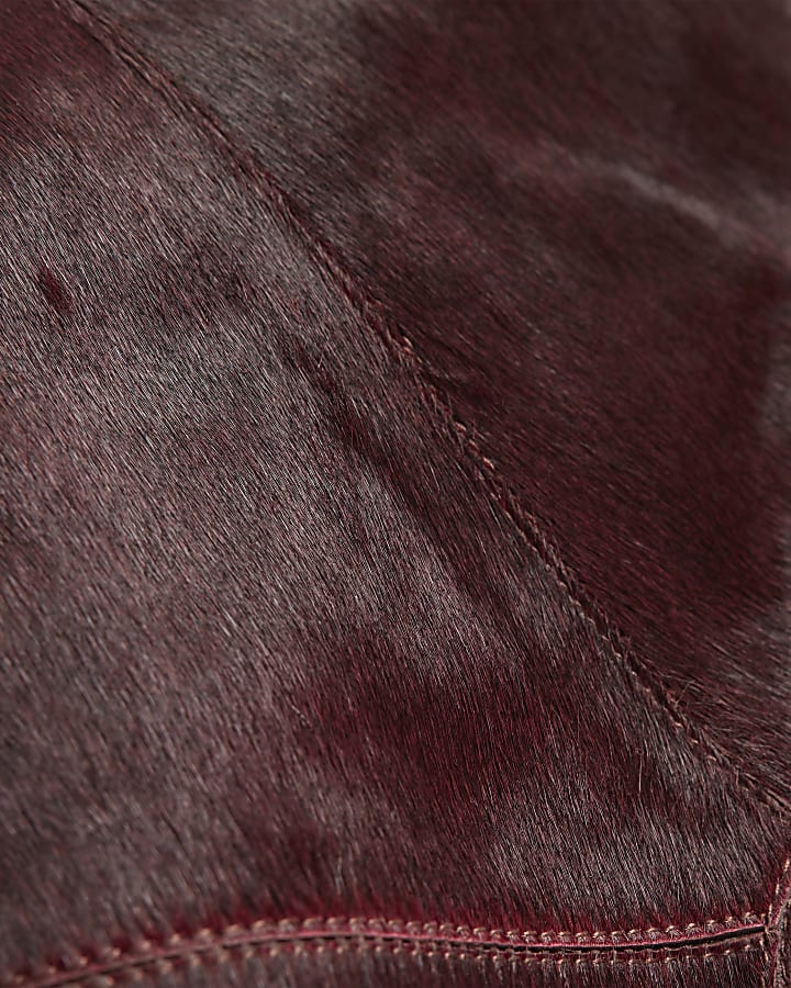 Red Pony Hair Scoop Shoulder Bag