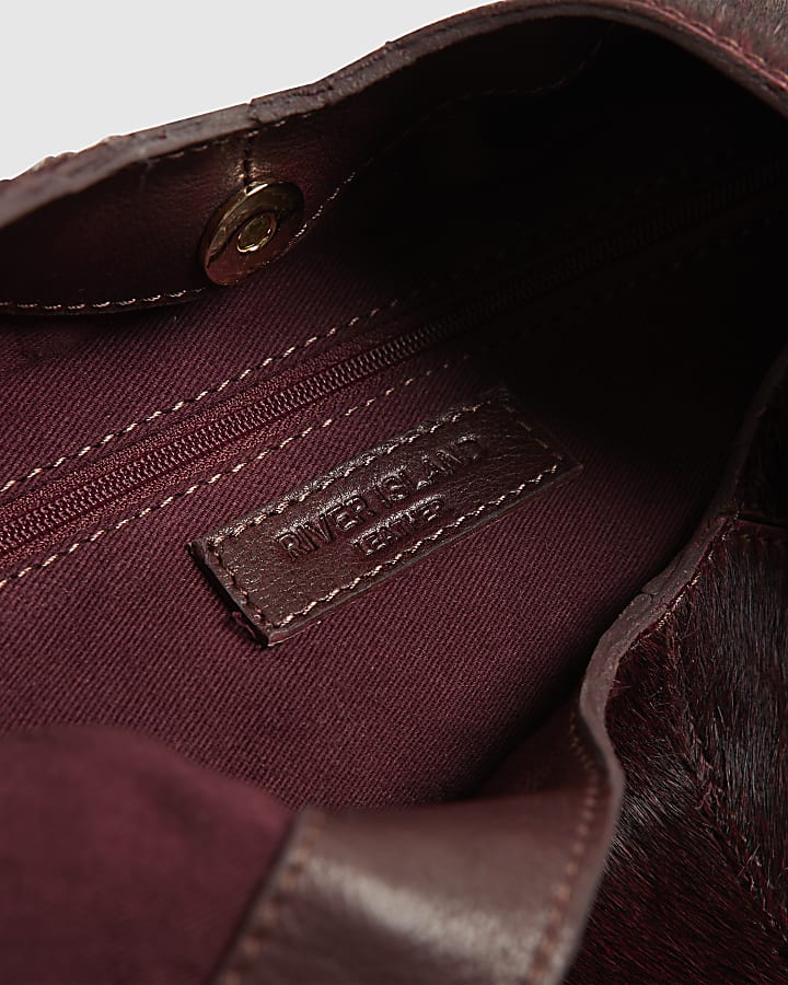 Red Pony Hair Scoop Shoulder Bag