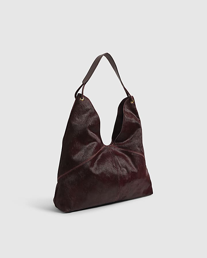 Red Pony Hair Scoop Shoulder Bag