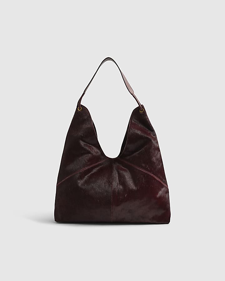 Red Pony Hair Scoop Shoulder Bag
