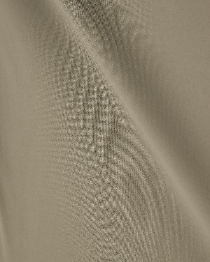 Grey Short Sleeve Pinstripe Tie Detail Top