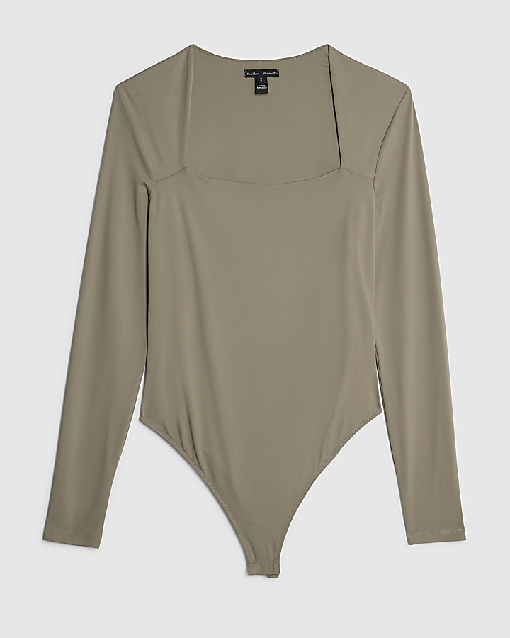 Grey Short Sleeve Pinstripe Tie Detail Top