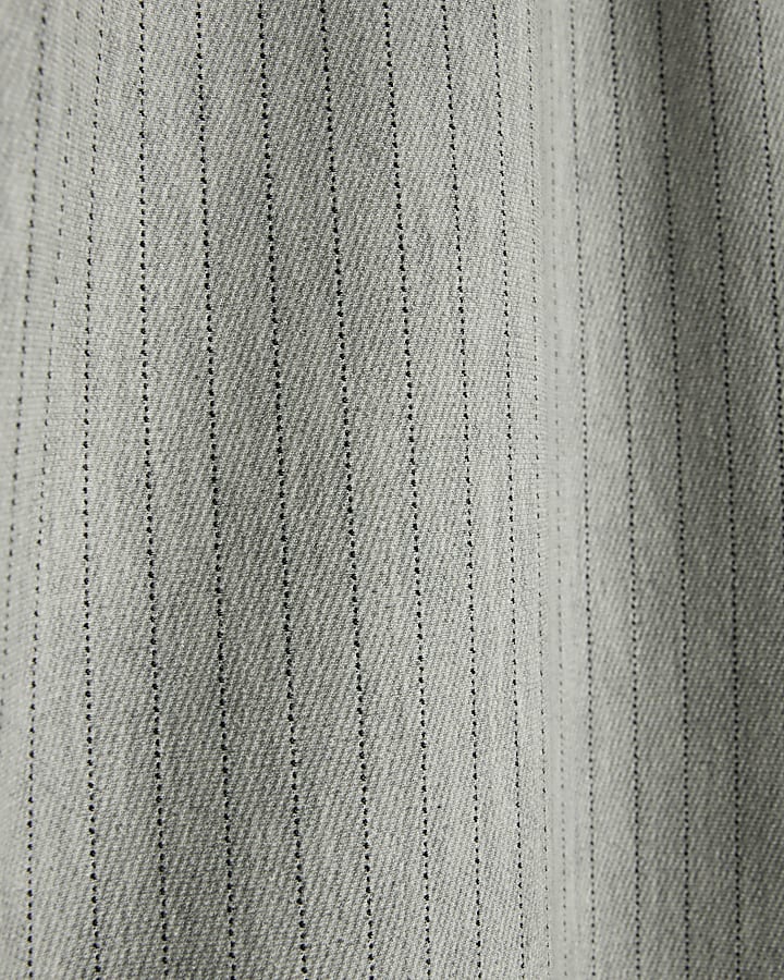 Grey Drawstring Pinstripe Wide Leg Trousers