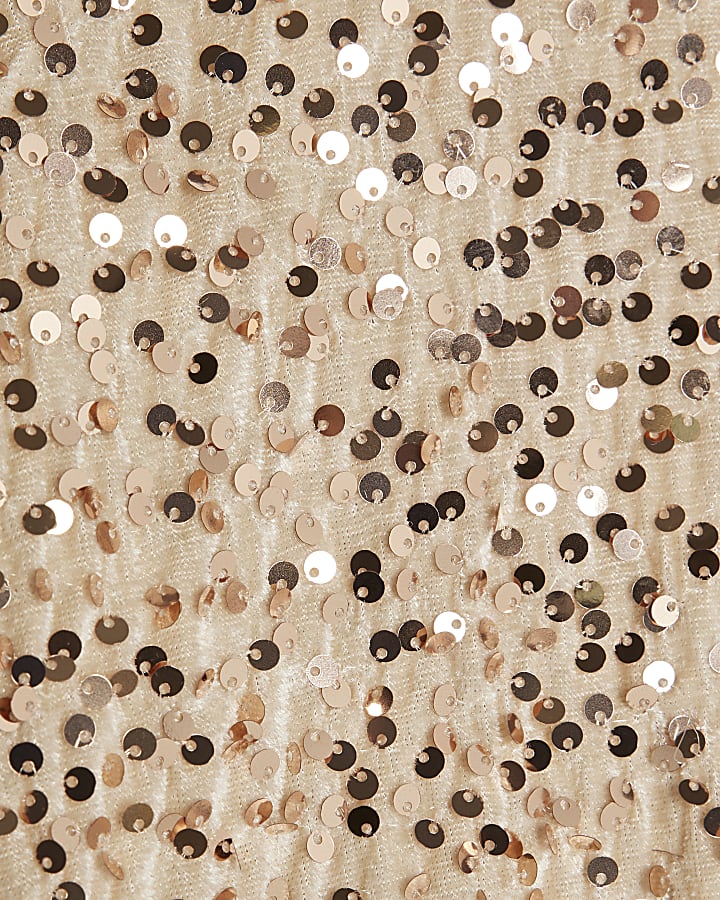 Gold Velvet Sequin Bow Back Mini Dress